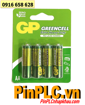 GP GreenCell 15G-U4 _Pin tiểu AA 1.5v GP GreenCell 15G-U4 Extra Heavy Duty chính hãng _Vỉ 4viên